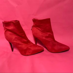Red Suede Ankle Booties